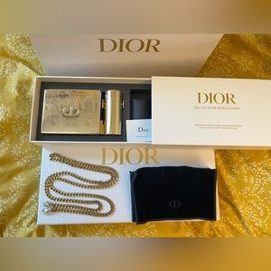 Gold ROUGE DIOR MINAUDIÈRE Limited Edition Clutch W/ Chain